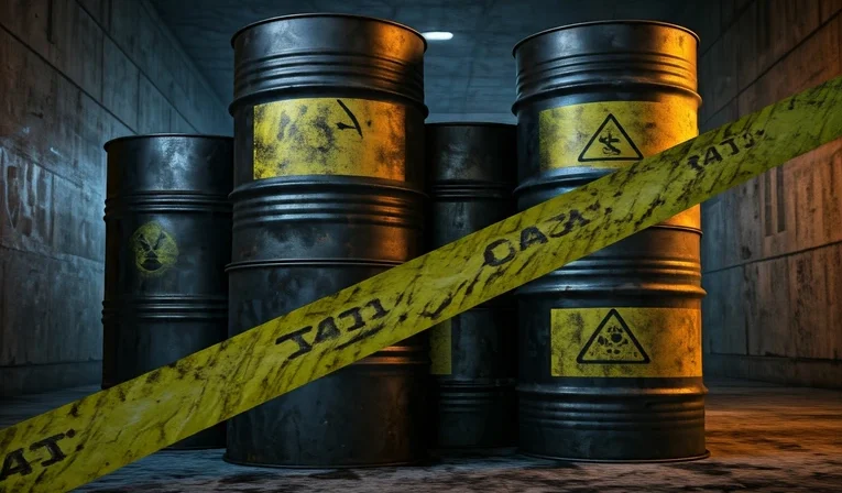 Barrels filled with hazardous waste